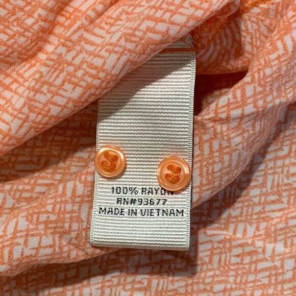 Stylus Women's XL‎ Orange White 3/4 Sleeve Blouse Top Casual V Neck Lightweight - Picture 2 of 5